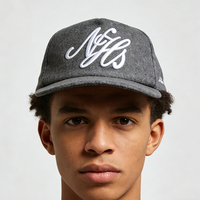 Gorra de Béisbol de Lana Premium Vintage para Invierno, Gorra de 5 Paneles sin Estructura para Todas las Temporadas, Gorra de Béisbol con Bordado Personalizado de Mezcla de Lana