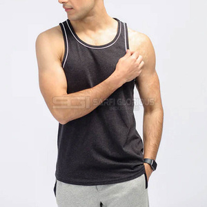Camiseta Deportiva sin Mangas para Hombre, Color Gris Jaspeado, Chaleco de Fitness con Panel de Contraste en los Hombros, Ajuste Muscular - Product Image 3