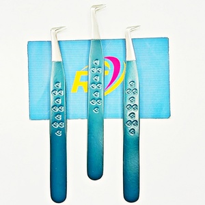 แหนบต่อขนตาสแตนเลสแบบปรับสีได้ ด้ามจับรูปหัวใจ ป้องกันไฟฟ้าสถิต ความแม่นยำสูง สำหรับต่อขนตาแบบเมกะวอลุ่ม คลาสสิค 90 องศา - Product Image 3