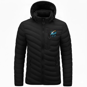 Chaqueta Acolchada Ligera para Hombre, con Cuello Alto, Cierre Frontal, Logotipo, Color Sólido, Transpirable, de Secado Rápido, Aislante, para Invierno - Product Image 3