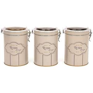 Coffret rond en métal (lot de 3) Diamètre 105x150mm 1.1L Fermoir en fil métallique et couvercle transparent Design rétro rétro - Product Image 1