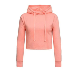 Best Quality <b>Women's</b> 100% Cotton Drawstring <b>Top</b> Hoodie Custom Logo Winter Supplier Drop Shoulder Cropped Sweatshirt Front - Product Image 1