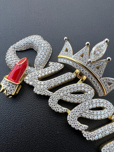 Precioso colgante Vintage de reina de moissanita chapado en oro de 18 quilates y plata 925, joyería de moda para mujer chapada en oro rosa para fiestas - Product Image 5