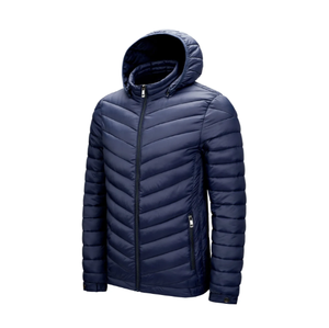 Chaqueta de Piloto Personalizada de Moda para Hombre, Chaqueta Acolchada Azul de Invierno, Chaqueta de Plumón de Pato de Manga Larga - Product Image 4