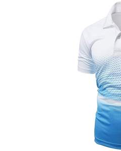 Customized Men White And <b>Sky</b> <b>Blue</b> Gradient Polo Shirt Short Sleeve Breathable Mesh Print Casual Golf Sportswear <b>Top</b> - Product Image 2
