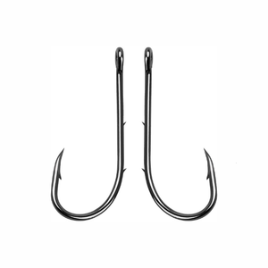 LIVERFORT INDUSTRIES Hameçon en acier inoxydable à haute teneur en carbone noir Porte-appât Hameçons de pêche d'eau douce pour poisson-chat, thon, carpe - Product Image 1