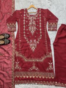 Costume pakistanais en organza pur à la mode avec pantalon et Dupatta pour une tenue de soirée époustouflante Regardez les prix de gros - Product Image 6