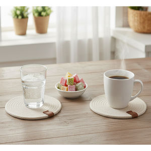 Natural Reusable Woven Eco-Friendly Polyester/Cotton Modern Home Coaster <b>Set</b> 6 Table Protector for Cups Glasses Mugs <b>Place</b> Mat - Product Image 2