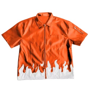 Spring Men's PU Leather Casual <b>Shirts</b> Stand Breathable Custom Logo Single <b>Button</b> Closure Plus Size Short Sleeve OEM Service - Product Image 5