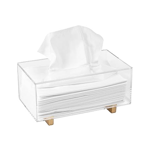 Caja de pañuelos acrílicos tamaño personalizado latón diseñador manualidades baño servilletero facial rectángulo - Product Image 4