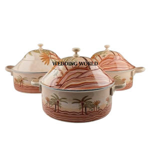 Olla Decorativa de Cuero con Tapa Mate, Forma Redonda, Diseño de Lujo, Nuevo Calentador de Alimentos Metálico Decorativo - Product Image 3