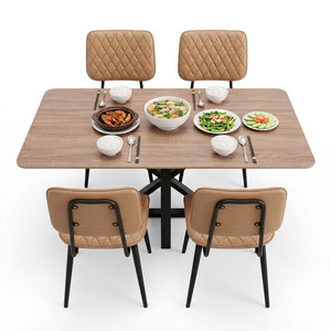 Ensemble de table à manger classique moderne CBBA093 140x80cm avec 4 chaises en similicuir pour un confort optimal, meubles pour la maison, pour le salon - Product Image 1