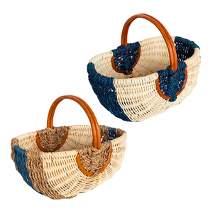 ตะกร้าหวายธรรมชาติแบบปรับแต่งได้ ตะกร้าปิกนิก ตะกร้าหวายงานฝีมือจากเวียดนาม - Product Image 1