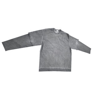 Vente en gros 100% coton T-shirts pour hommes col rond manches longues anti-boulochage Ringer Fit Logo personnalisé solide motif court Design de mode - Product Image 1