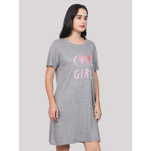 Chemise de nuit décontractée Evolve pour femme, 100 % coton imprimé, longueur genou, gris chiné - Vêtements de nuit - Product Image 4