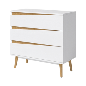Armoire de rangement de salon 1 porte 3 tiroirs buffet de thé petit buffet blanc et chêne - Product Image 3