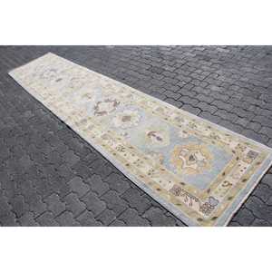 Alfombra Turca Vintage de 2.8x13.2 pies, Alfombra de Pasillo, Alfombra con Puntos Azules - Product Image 2