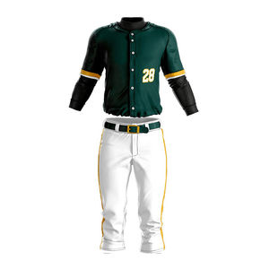 Uniformes de Béisbol Sublimados Personalizados, Conjunto con Cuello Redondo y Bolsillos, Diseños Unisex Personalizados, Poliéster/Spandex de Secado Rápido - Product Image 1