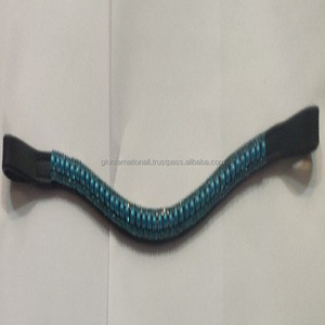 Banda de cejas de caballo de cuero personalizado con diamantes de imitación ostentosos perla en forma curvada fabricante exclusivo hecho a mano - Product Image 4