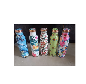 Customized 1000ml Copper Water Bottle Classic Shape Leak-Proof Lid Different Color Printed Design Ayurvedic <b>Glass</b> Same Style - Product Image 4