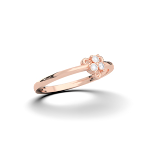 Juego de puntas de diamante de corte redondo cultivado en laboratorio de 0,05 quilates, anillo minimalista de inspiración floral hecho en oro sólido de 10K, 14K, 18K - Product Image 6