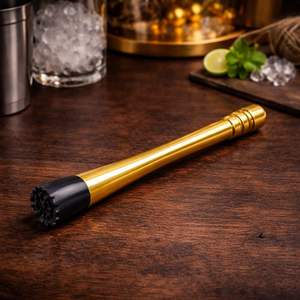 Muddler de Cócteles de Acero Inoxidable de Lujo con Acabado Dorado, Cabeza Texturizada y Agarre Ergonómico para Triturar sin Esfuerzo y Uso en Bares - Product Image 1