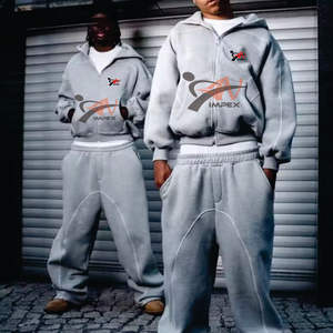 Conjunto de Sudadera con Capucha y Pantalones de Chándal de Felpa Francesa 100% Algodón Grueso Personalizado OEM, Chándal con Cremallera para Hombre - Product Image 1