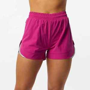 Gym Workout <b>Zipper</b> Fitness Sports Double Layer <b>Shorts</b> with Pockets for Women - Product Image 1