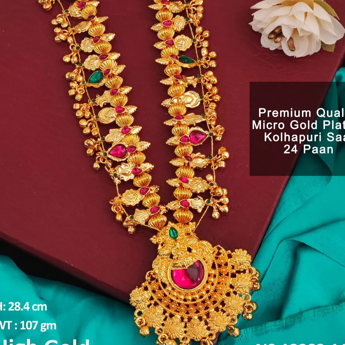 Altın kümelenmiş inciler takı setleri RTS gönderi parti aşınma tapınak mücevherat yüksek altın lehçe Maharashtrian tapınak kolye seti