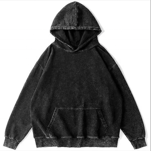 Vente en gros de sweat à capuche surdimensionné délavé à l'acide pour hommes lourd 100% coton confortable sweat à capuche délavé vintage avec broderie pour l'automne - Product Image 6