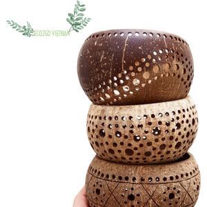 Wholesale <b>Cheap</b> Price Natural Coconut Candle Holder Bowl/ Coconut Tea Light Holder With High Quality Made in Vietnam - Product Image 1