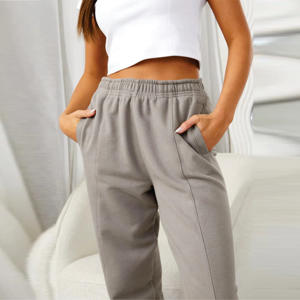 Coupe décontractée finition délavée 60% coton 40% Polyester ombre jambe droite survêtement en étain foncé bas de survêtement pour femme - Product Image 6