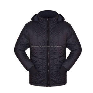 Veste bomber d'hiver en gros pour hommes, veste noire à capuche en fibre de polyester, thermique, imperméable - Product Image 3