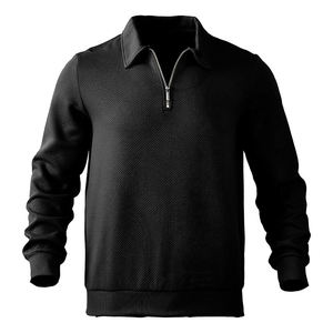 Pull en laine tricoté épaissi demi-fermeture éclair pull à col montant nouveau pull d'automne et d'hiver. - Product Image 3