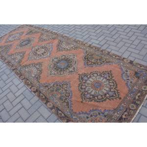 พรม4.3x12.3ft ตุรกีแนววินเทจสีส้มสีน้ำเงินแบบคลาสสิกงานเย็บปะทำจากขนสัตว์พรมห้องนั่งเล่นพร้อม9x12รองทำจากยาง - Product Image 4