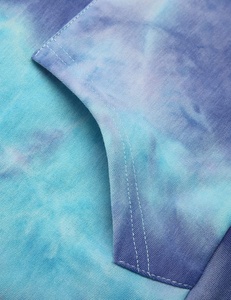 Sweat-shirts à capuche réversibles en polaire écologiques pour femmes grandes tailles, décontractés, à manches courtes, pull-over tie-dye à capuche - Product Image 5