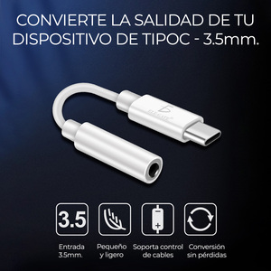 Divisor y Convertidor de Audio Tipo-C, Adaptador de Auriculares de 3.5mm - Product Image 4