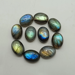 Cabochons ovales en labradorite arc-en-ciel, pierres précieuses en vrac pour pendentifs, bagues, bijoux, artisanat, 13x18x7mm, lots de pierres précieuses - Product Image 1