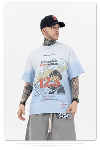 Pakistan fait sur mesure col rond tricoté hommes T-Shirts unisexe Vintage lettre impression surdimensionné coupe décontracté à manches courtes 220 grammes - Product Image 2