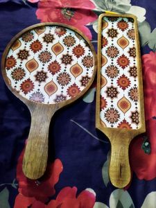 100% Premium Quality Eco-Friendly Handpainted Classic Wooden <b>Serving</b> Platters <b>Set</b> - Product Image 2