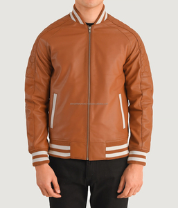 Blouson universitaire homme style urbain à motif lettres côtelées personnalisé, en polyester/coton, col montant, pour l'hiver, service OEM, réduction - Product Image 1