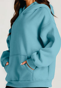Sweats à capuche brodés en molleton tricoté surdimensionné pour femmes pour les jours d'automne froids soirées d'hiver froides Placement avant - Product Image 3