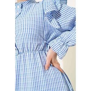 Robe en seersucker rayée à épaules et à volants Indigo - Product Image 2