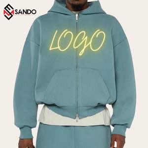 Ensemble de jogging en coton biologique pour hommes logo personnalisé fournisseur OEM en gros sweat-shirt deux pièces surdimensionné pour tenue décontractée saison d'hiver - Product Image 5