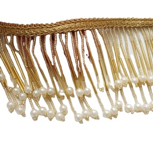 Frange de dentelle à pampilles perlées de qualité supérieure, vente en gros, 5 yards/lot - Product Image 1