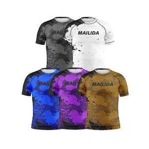 Maillots de compression pour hommes en spandex imprimé par sublimation, Rashguard BJJ, MMA, Jiu-Jitsu, Judo, à séchage rapide, pour dropshipping - Product Image 1
