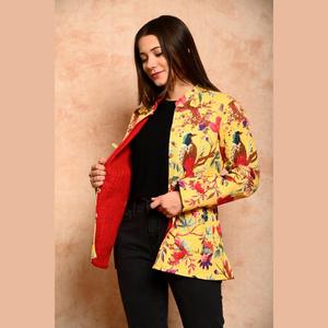 Women's Cotton Quilted <b>Jacket</b> Floral Print Hooded Outerwear for Spring Autumn Seasons XL Size <b>Blazer</b> Style Soft <b>Leather</b> Shell - Product Image 3