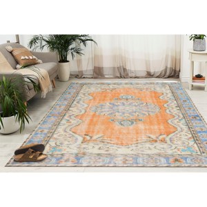 Alfombra de Estilo Persa Floral: Naranja Pálido, Alfombra Interior Antideslizante, con Pelo Suave - Product Image 3