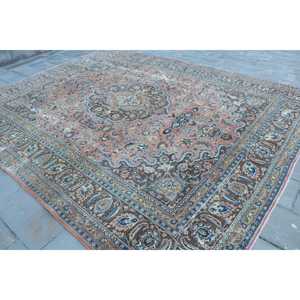 Alfombra Turca Extra Grande de 9.7x12.9 pies (296x392 cm), Alfombra Vintage con Bordes Azules - Product Image 2