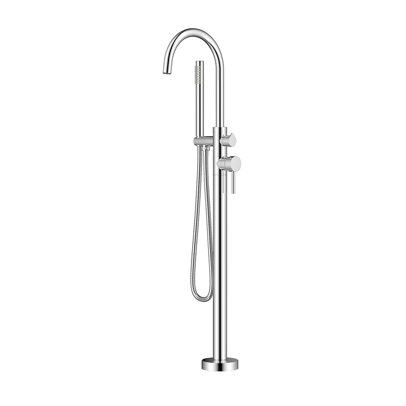Freestanding Bathtub Faucet - Floor-mounted Free Standing Bath Shower Mixer Tub Filler Shower Mixer with Floor Stand